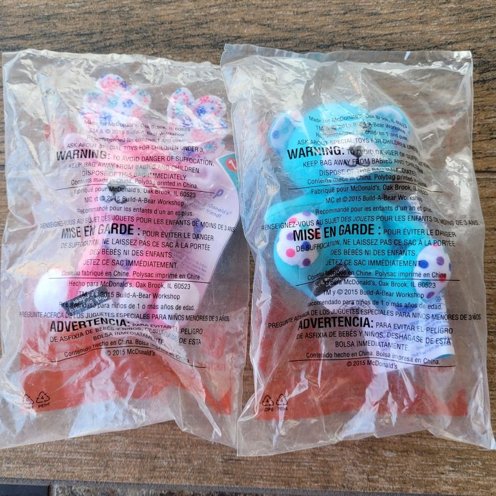 McDonald's Happy Meal Toy Build-A-Bear Workshop Bears 2015 Pink Blizzard Reindee